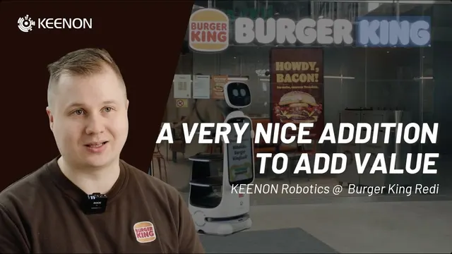 Keenon DINERBOT T10 — кадр из видео «T10 в Burger King, Финляндия»