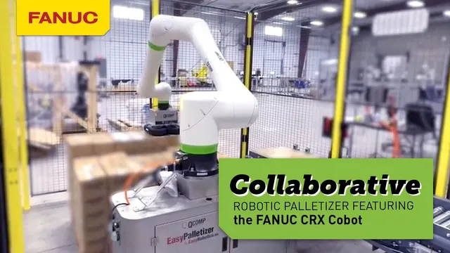 FANUC CRX-25iA — кадр из видео «Коллаборативное паллетирование с CRX-25iA»